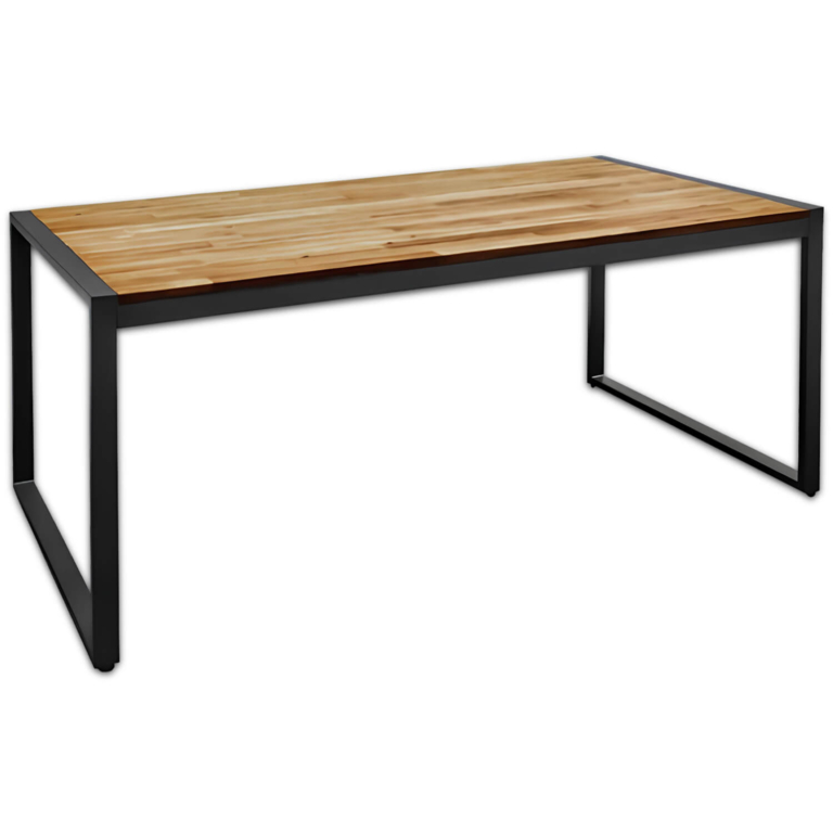 Horeca-Industriele-Tafel-Rechthoek-Staal-Acaciahout-90×180-cm