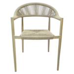 Horeca Stapelbare Terras Armstoel - VOLGA - Beige Aluminium/Rattan - Afbeelding 2