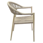 Horeca Stapelbare Terras Armstoel - VOLGA - Beige Aluminium/Rattan - Afbeelding 3