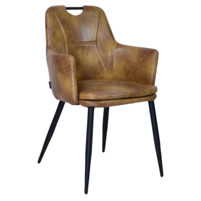 Horeca-Armstoel-VICTORIA-Vintage-Kunstleer-Cognac1