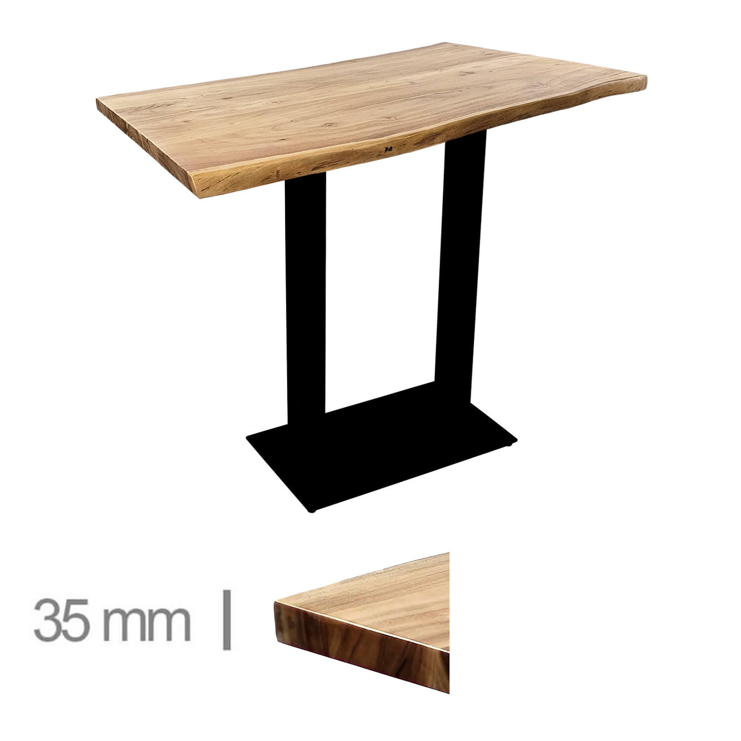 Horeca-Boom-Tafel-Acacia-75×120-Cm-Met-Stalen-Onderstel-B-341H-1 Horeca-Boom-Tafel-Acacia-75×120-Cm-Met-Stalen-Onderstel-B-341H-1