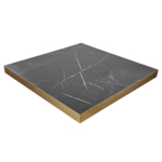 Horeca Tafel Met Gouden Rand Met Onderstel - DUBLIN MARMER ZWART - 70x70 cm - Afbeelding 4