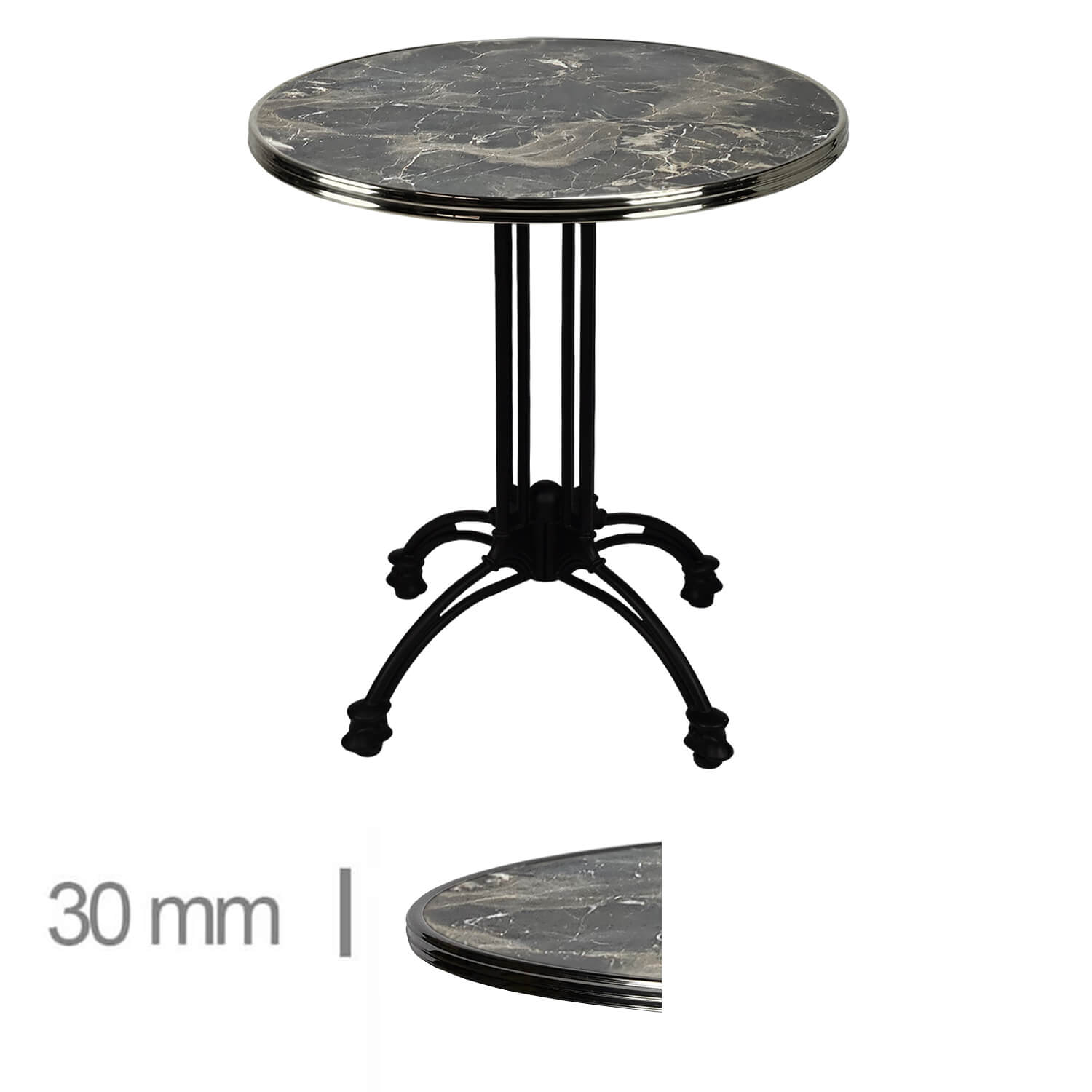 Horeca-Terrastafel-Rond-Met-Chroom-Rand-Werzalit-Brownie-Marble-60-Cm-A-442 Horeca-Terrastafel-Rond-Met-Chroom-Rand-Werzalit-Brownie-Marble-60-Cm-A-442
