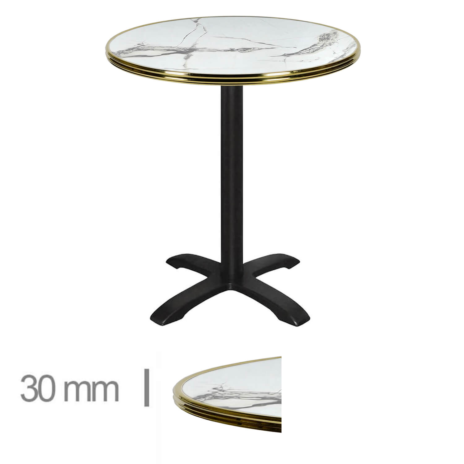 Horeca-Terrastafel-Rond-Met-Messing-Rand-Werzalit-Bianca-70-Cm-A-8001 Horeca-Terrastafel-Rond-Met-Messing-Rand-Werzalit-Bianca-70-Cm-A-8001