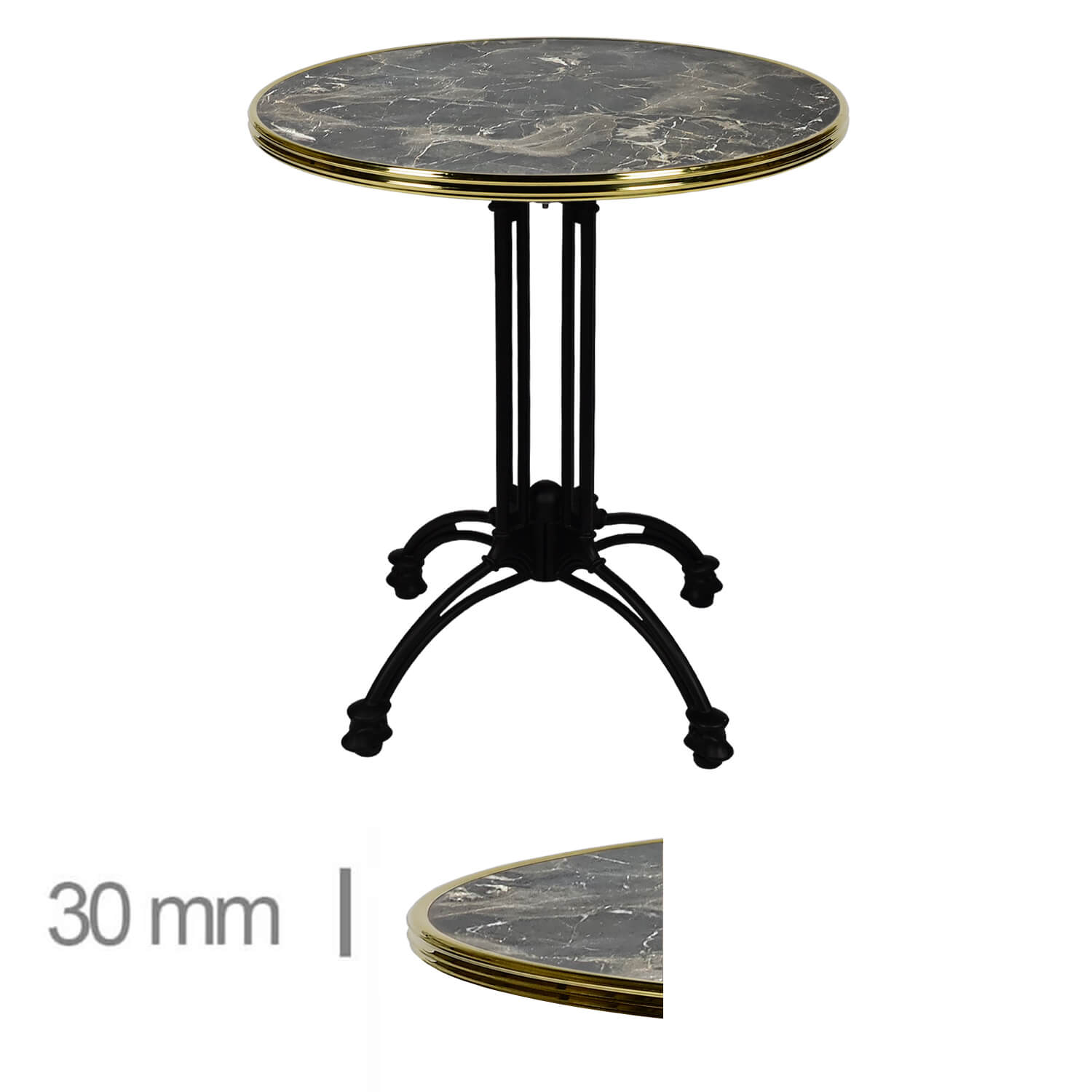 Horeca-Terrastafel-Rond-Met-Messing-Rand-Werzalit-Brownie-Marble-60-Cm-318-A-442 Horeca-Terrastafel-Rond-Met-Messing-Rand-Werzalit-Brownie-Marble-60-Cm-318-A-442