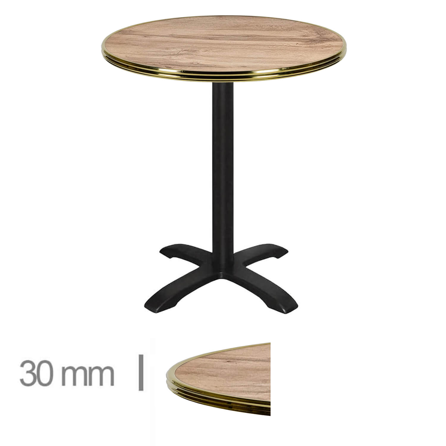 Horeca-Terrastafel-Rond-Met-Messing-Rand-Werzalit-Pony-60-Cm-A-8001 Horeca-Terrastafel-Rond-Met-Messing-Rand-Werzalit-Pony-60-Cm-A-8001