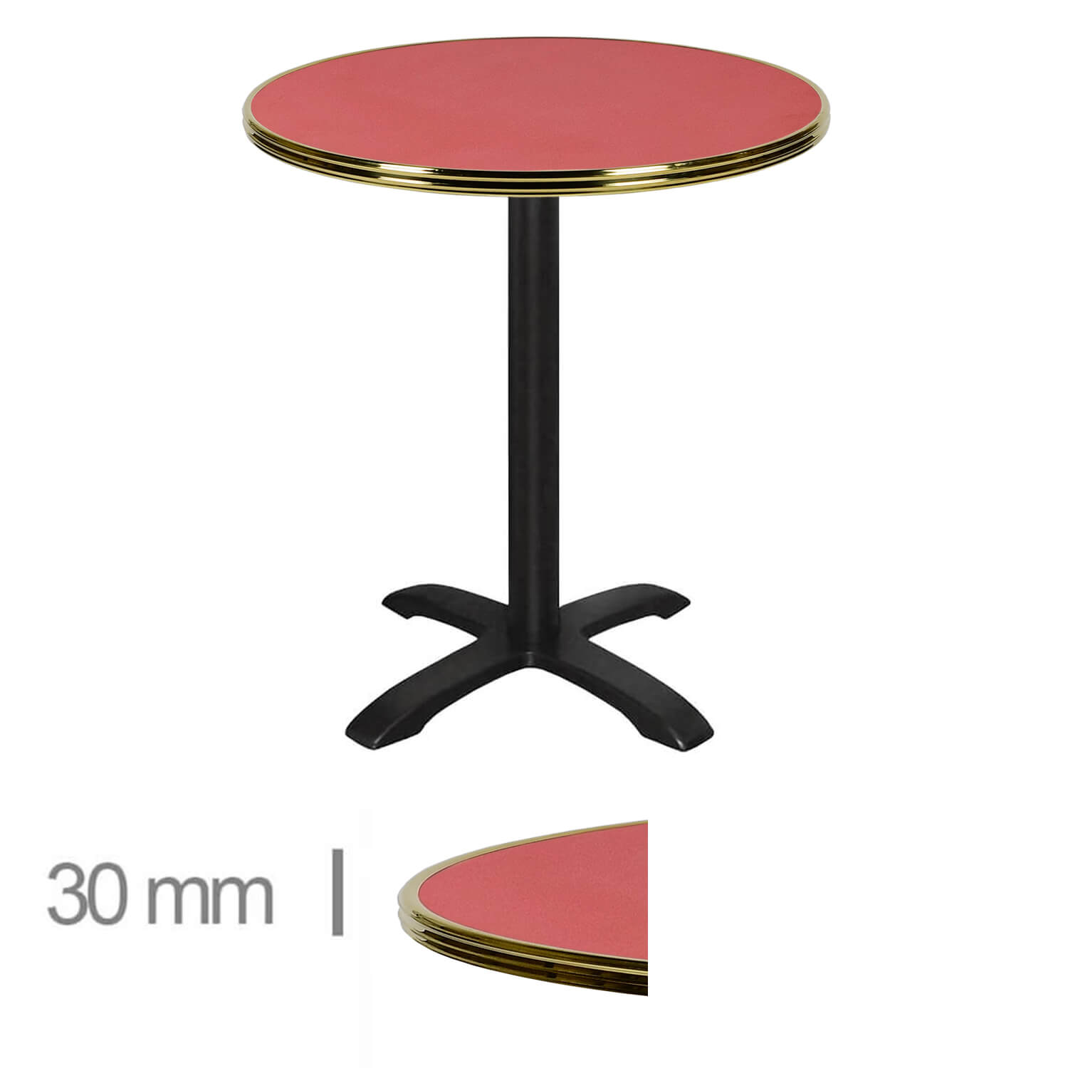 Horeca-Terrastafel-Rond-Met-Messing-Rand-Werzalit-Rood-70-Cm-A-8001 Horeca-Terrastafel-Rond-Met-Messing-Rand-Werzalit-Rood-70-Cm-A-8001