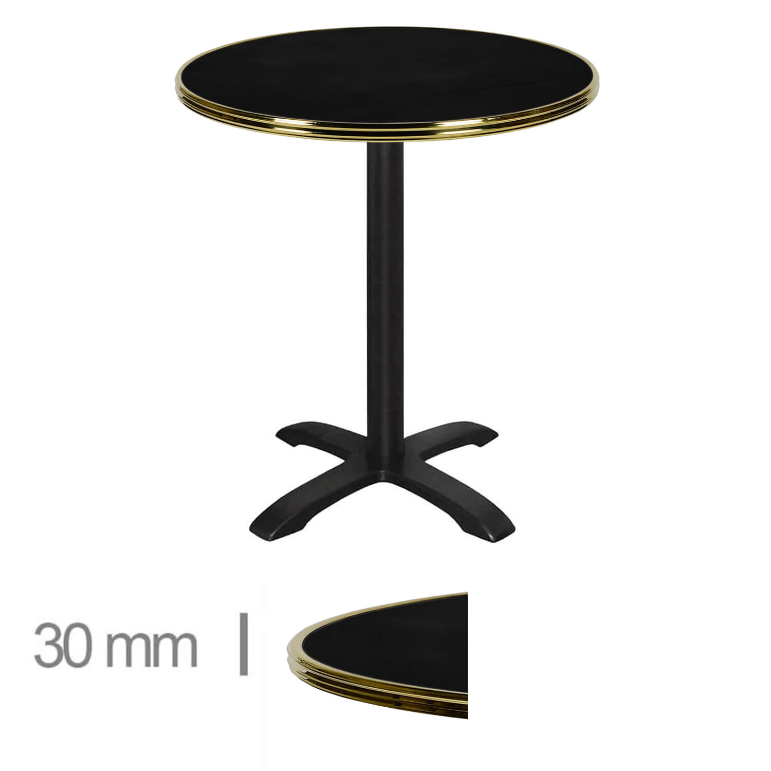 Horeca-Terrastafel-Rond-Met-Messing-Rand-Werzalit-Zwart-70-Cm-A-8001 Horeca-Terrastafel-Rond-Met-Messing-Rand-Werzalit-Zwart-70-Cm-A-8001