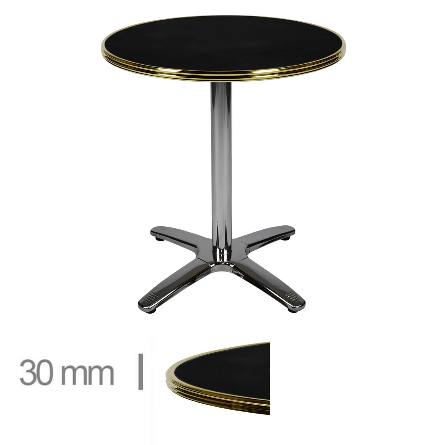 Horeca-Terrastafel-Rond-Met-Messing-Rand-Werzalit-Zwart-70-Cm-A-Roma Horeca-Terrastafel-Rond-Met-Messing-Rand-Werzalit-Zwart-70-Cm-A-Roma