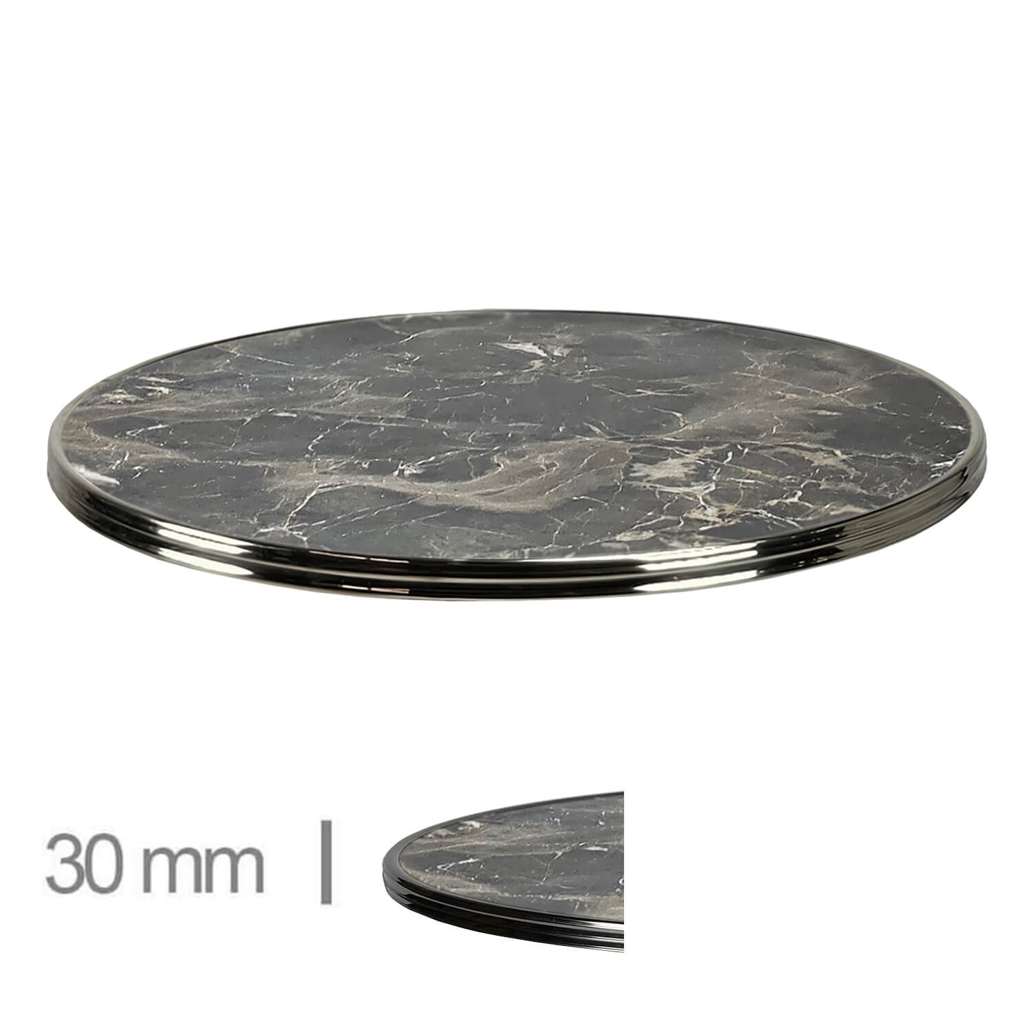 Horeca-Tafelblad-Rond-Met-Chroom-Rand-Werzalit-Brownie-Marble-3-Cm-Dik-318 Horeca-Tafelblad-Rond-Met-Chroom-Rand-Werzalit-Brownie-Marble-3-Cm-Dik-318