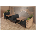 Horeca Dubbel Eetbank - SAFRAN - Zwart Kunstleer - Afbeelding 3