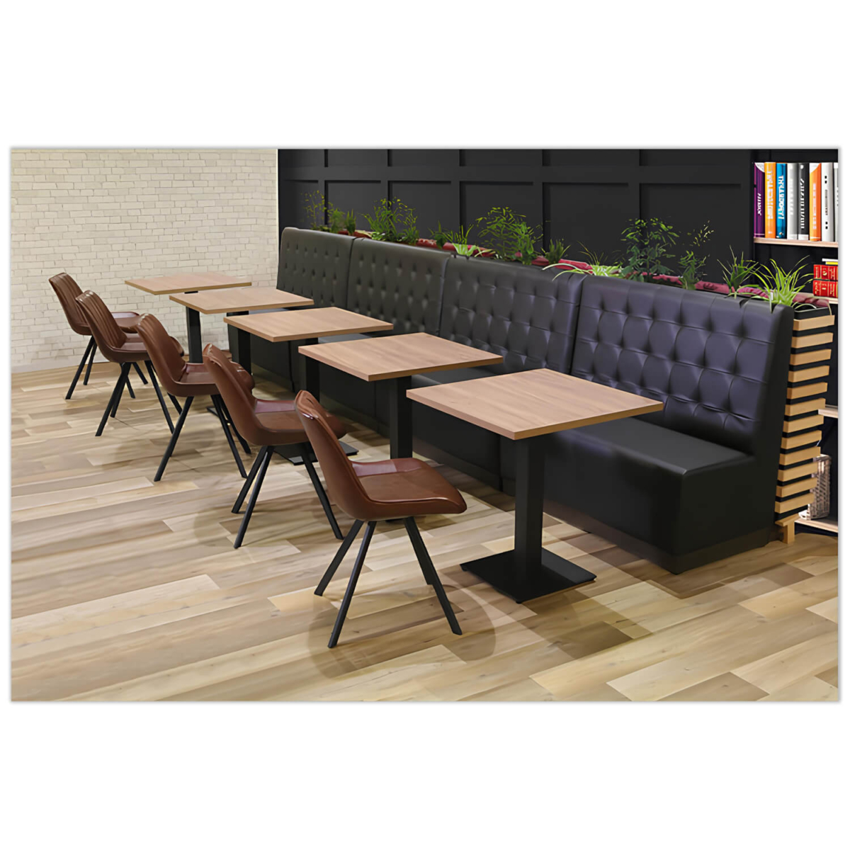 Horeca-Eetbank-Luna-120-cm-Kunstleer-Zwart-Model-6