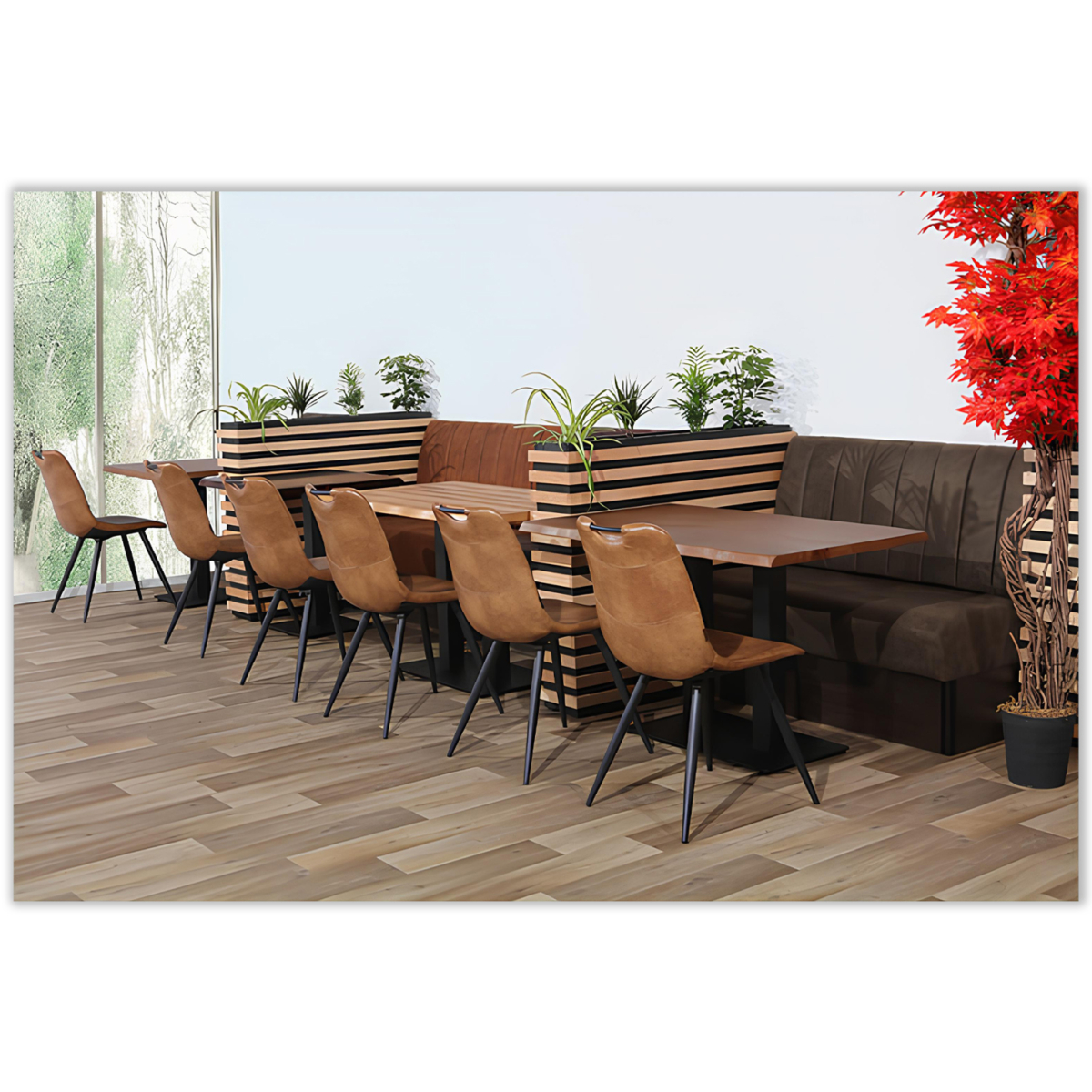 Horeca Eetbank - SAFRAN - Bruin Vintage Microvezel - Afbeelding 4