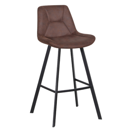 Chaise de Bar en Métal Pour Restaurant - CARMEN - Microfibre Vintage Brun