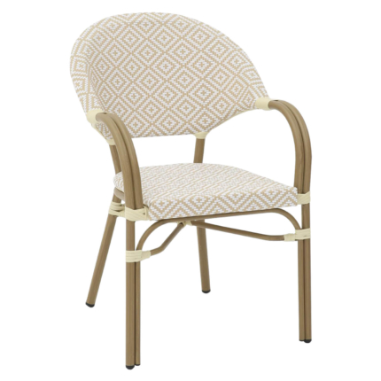 Terrasstoel NAPELS - Armleuning - Stapelbaar - Creme