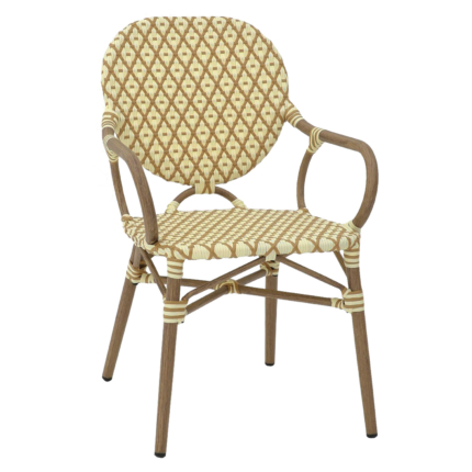 Terrasstoel DIVA - Armleuning - Stapelbaar - Creme Rattan