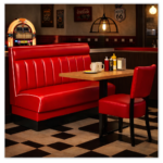 Horeca-Eetbank-AMERICAN-Rood-Kunstleer
